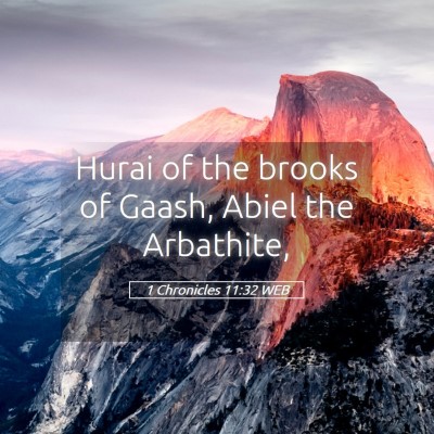 Picture 05 - 1 Chronicles 11:32 WEB - Hurai of the brooks of Gaash, Abiel the - Bible Verse Picture