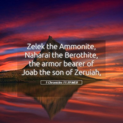 Picture 05 - 1 Chronicles 11:39 WEB - Zelek the Ammonite, Naharai the Berothite, the - Bible Verse Picture