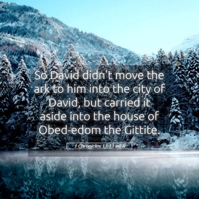 Picture 05 - 1 Chronicles 13:13 WEB - So David didn't move the ark to him into the city - Bible Verse Picture