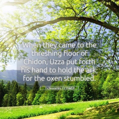 Picture 05 - 1 Chronicles 13:9 WEB - When they came to the threshing floor of Chidon, - Bible Verse Picture