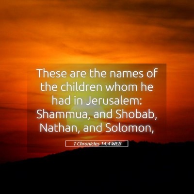 Picture 05 - 1 Chronicles 14:4 WEB - These are the names of the children whom he had - Bible Verse Picture
