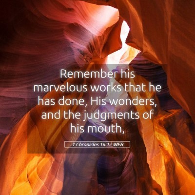 Picture 05 - 1 Chronicles 16:12 WEB - Remember his marvelous works that he has done, - Bible Verse Picture