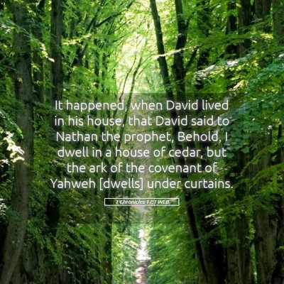Picture 05 - 1 Chronicles 17:1 WEB - It happened, when David lived in his house, that - Bible Verse Picture