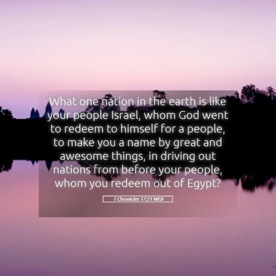 Picture 05 - 1 Chronicles 17:21 WEB - What one nation in the earth is like your people - Bible Verse Picture
