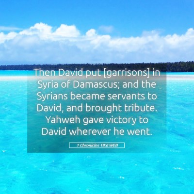 Picture 05 - 1 Chronicles 18:6 WEB - Then David put [garrisons] in Syria of Damascus; - Bible Verse Picture