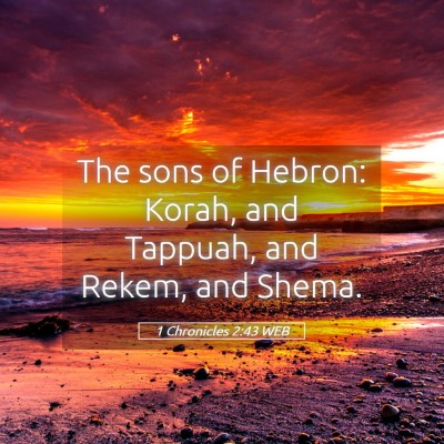 Picture 05 - 1 Chronicles 2:43 WEB - The sons of Hebron: Korah, and Tappuah, and - Bible Verse Picture