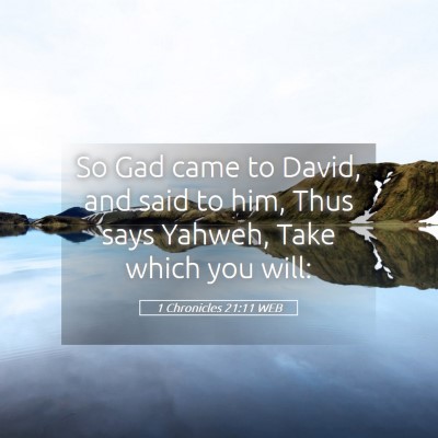 Picture 05 - 1 Chronicles 21:11 WEB - So Gad came to David, and said to him, Thus says - Bible Verse Picture