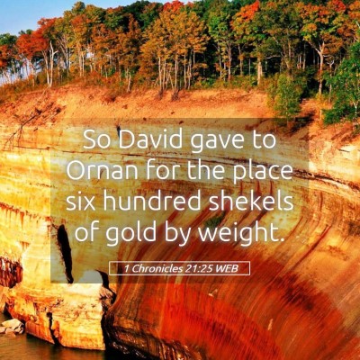 Picture 05 - 1 Chronicles 21:25 WEB - So David gave to Ornan for the place six hundred - Bible Verse Picture