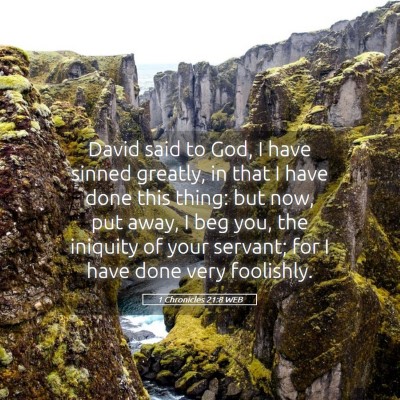 Picture 05 - 1 Chronicles 21:8 WEB - David said to God, I have sinned greatly, in that - Bible Verse Picture