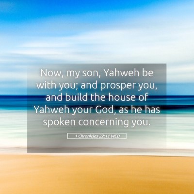 Picture 05 - 1 Chronicles 22:11 WEB - Now, my son, Yahweh be with you; and prosper you, - Bible Verse Picture