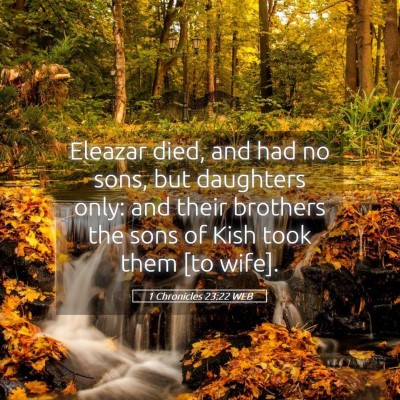 Picture 05 - 1 Chronicles 23:22 WEB - Eleazar died, and had no sons, but daughters - Bible Verse Picture