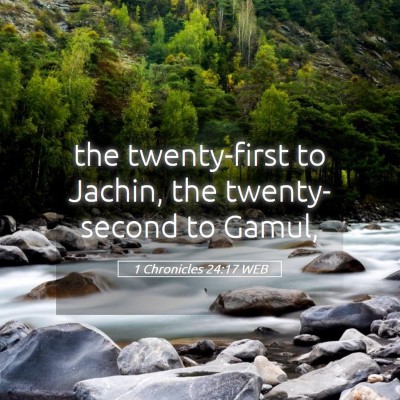 Picture 05 - 1 Chronicles 24:17 WEB - the twenty-first to Jachin, the twenty-second to - Bible Verse Picture