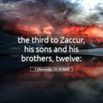 Picture 05 - 1 Chronicles 25:10 WEB - the third to Zaccur, his sons and his brothers, - Bible Verse Picture