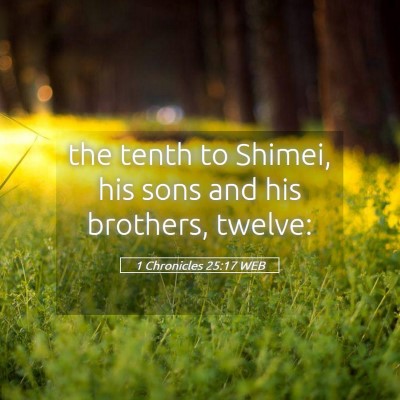 Picture 05 - 1 Chronicles 25:17 WEB - the tenth to Shimei, his sons and his brothers, - Bible Verse Picture