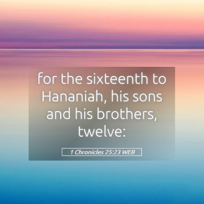 Picture 05 - 1 Chronicles 25:23 WEB - for the sixteenth to Hananiah, his sons and his - Bible Verse Picture