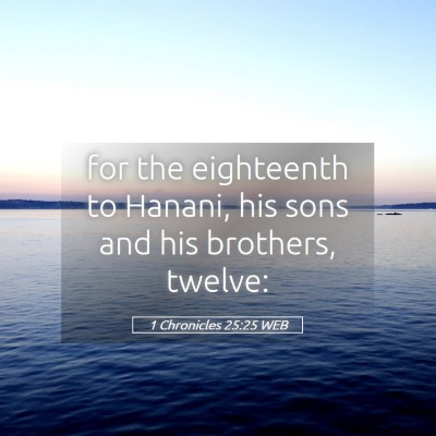 Picture 05 - 1 Chronicles 25:25 WEB - for the eighteenth to Hanani, his sons and his - Bible Verse Picture