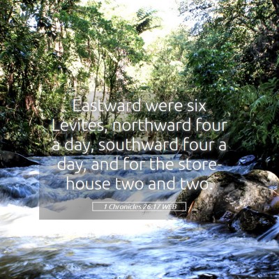 Picture 05 - 1 Chronicles 26:17 WEB - Eastward were six Levites, northward four a day, - Bible Verse Picture