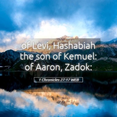 Picture 05 - 1 Chronicles 27:17 WEB - of Levi, Hashabiah the son of Kemuel: of Aaron, - Bible Verse Picture