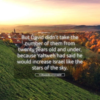 Picture 05 - 1 Chronicles 27:23 WEB - But David didn't take the number of them from - Bible Verse Picture
