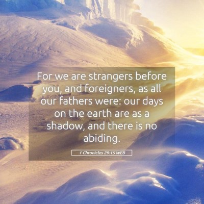 Picture 05 - 1 Chronicles 29:15 WEB - For we are strangers before you, and foreigners, - Bible Verse Picture