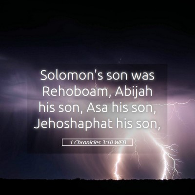 Picture 05 - 1 Chronicles 3:10 WEB - Solomon's son was Rehoboam, Abijah his son, Asa - Bible Verse Picture