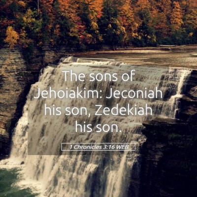 Picture 05 - 1 Chronicles 3:16 WEB - The sons of Jehoiakim: Jeconiah his son, Zedekiah - Bible Verse Picture