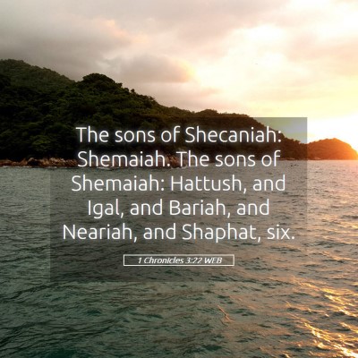 Picture 05 - 1 Chronicles 3:22 WEB - The sons of Shecaniah: Shemaiah. The sons of - Bible Verse Picture