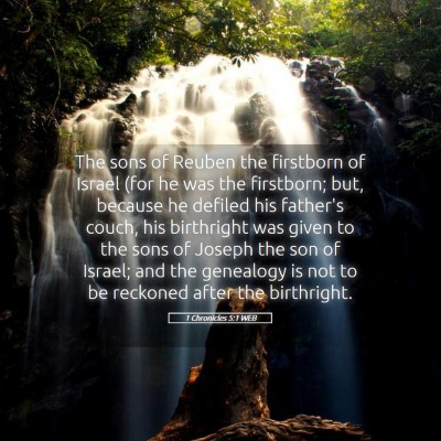 Picture 05 - 1 Chronicles 5:1 WEB - The sons of Reuben the firstborn of Israel (for - Bible Verse Picture