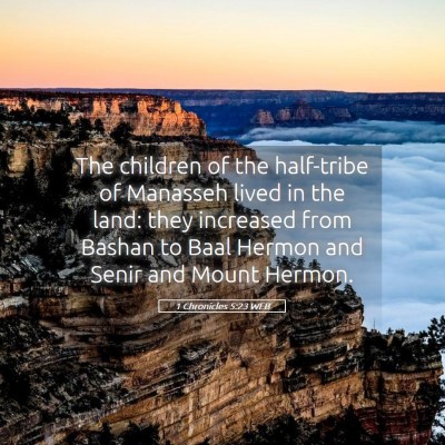 Picture 05 - 1 Chronicles 5:23 WEB - The children of the half-tribe of Manasseh lived - Bible Verse Picture