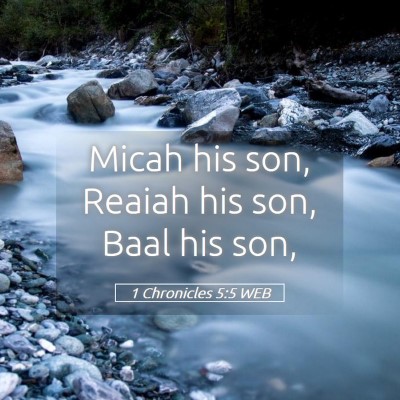 Picture 05 - 1 Chronicles 5:5 WEB - Micah his son, Reaiah his son, Baal his - Bible Verse Picture