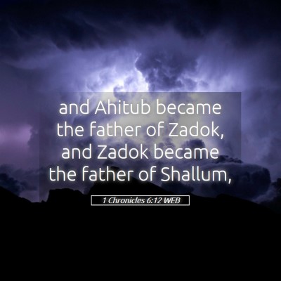 Picture 05 - 1 Chronicles 6:12 WEB - and Ahitub became the father of Zadok, and Zadok - Bible Verse Picture