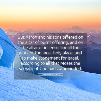 Picture 05 - 1 Chronicles 6:49 WEB - But Aaron and his sons offered on the altar of - Bible Verse Picture