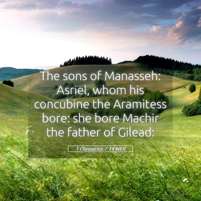 Picture 05 - 1 Chronicles 7:14 WEB - The sons of Manasseh: Asriel, whom his concubine - Bible Verse Picture