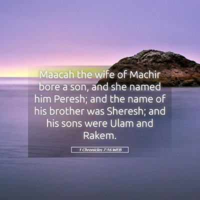 Picture 05 - 1 Chronicles 7:16 WEB - Maacah the wife of Machir bore a son, and she - Bible Verse Picture