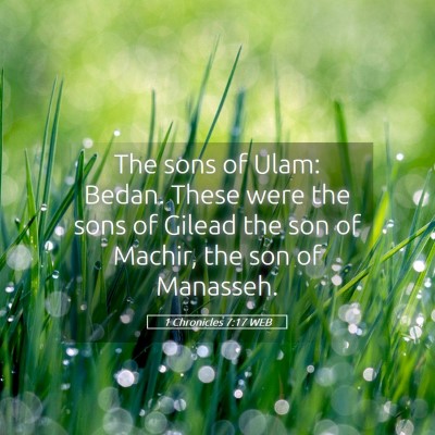 Picture 05 - 1 Chronicles 7:17 WEB - The sons of Ulam: Bedan. These were the sons of - Bible Verse Picture