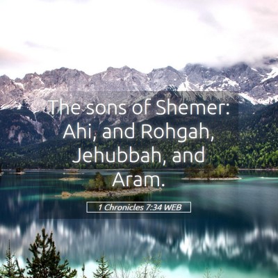 Picture 05 - 1 Chronicles 7:34 WEB - The sons of Shemer: Ahi, and Rohgah, Jehubbah, - Bible Verse Picture