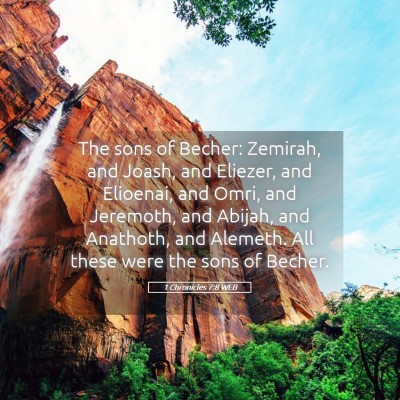 Picture 05 - 1 Chronicles 7:8 WEB - The sons of Becher: Zemirah, and Joash, and - Bible Verse Picture