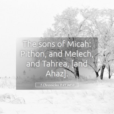 Picture 05 - 1 Chronicles 9:41 WEB - The sons of Micah: Pithon, and Melech, and - Bible Verse Picture
