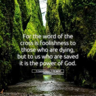 Picture 05 - 1 Corinthians 1:18 WEB - For the word of the cross is foolishness to those - Bible Verse Picture