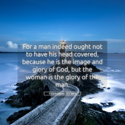 Picture 05 - 1 Corinthians 11:7 WEB - For a man indeed ought not to have his head - Bible Verse Picture