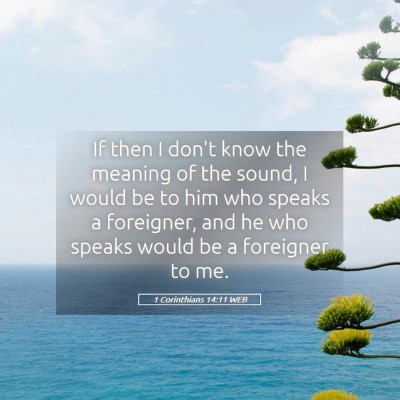 Picture 05 - 1 Corinthians 14:11 WEB - If then I don't know the meaning of the sound, I - Bible Verse Picture