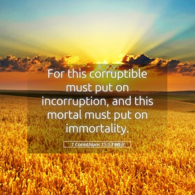 Picture 05 - 1 Corinthians 15:53 WEB - For this corruptible must put on incorruption, - Bible Verse Picture