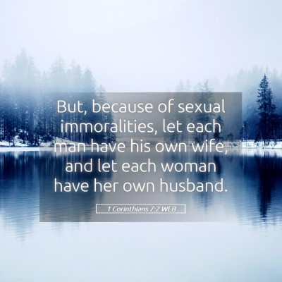 Picture 05 - 1 Corinthians 7:2 WEB - But, because of sexual immoralities, let each man - Bible Verse Picture
