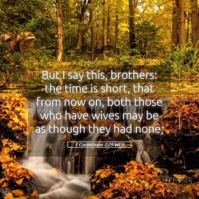 Picture 05 - 1 Corinthians 7:29 WEB - But I say this, brothers: the time is short, that - Bible Verse Picture