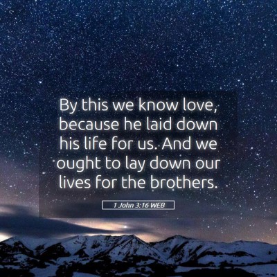 Picture 05 - 1 John 3:16 WEB - By this we know love, because he laid down his - Bible Verse Picture
