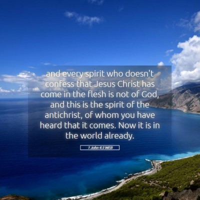 Picture 05 - 1 John 4:3 WEB - and every spirit who doesn't confess that Jesus - Bible Verse Picture