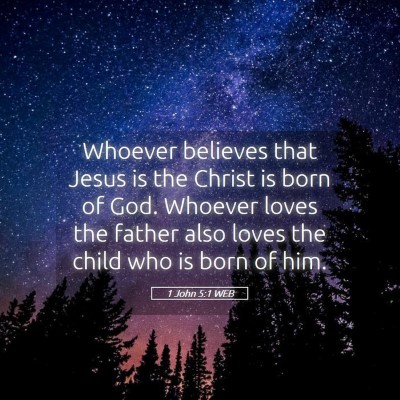 Picture 05 - 1 John 5:1 WEB - Whoever believes that Jesus is the Christ is born - Bible Verse Picture