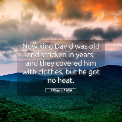 Picture 05 - 1 Kings 1:1 WEB - Now king David was old and stricken in years; and - Bible Verse Picture