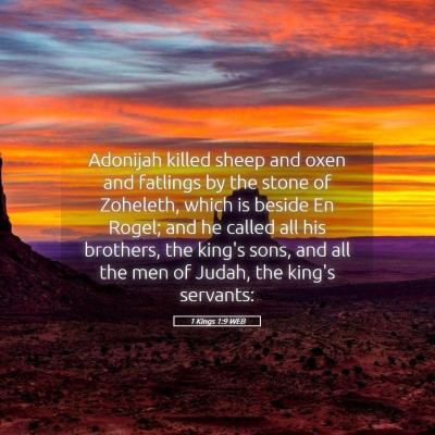 Picture 05 - 1 Kings 1:9 WEB - Adonijah killed sheep and oxen and fatlings by - Bible Verse Picture