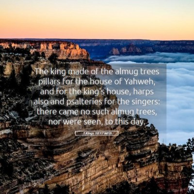 Picture 05 - 1 Kings 10:12 WEB - The king made of the almug trees pillars for the - Bible Verse Picture